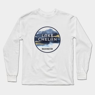 Lake Chelan Washington Watercolor Design Hiking Camping Souvenir Long Sleeve T-Shirt